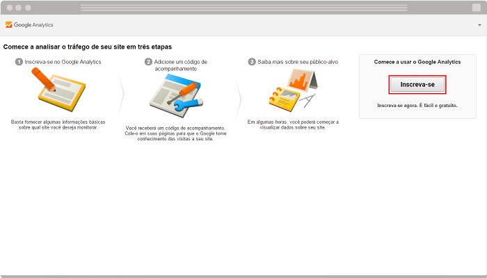 Como criar conta com o Google Analytics